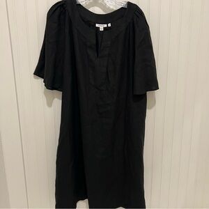 Chico's Black Linen Short Sleeve Dress Flutter Sleeve XXL